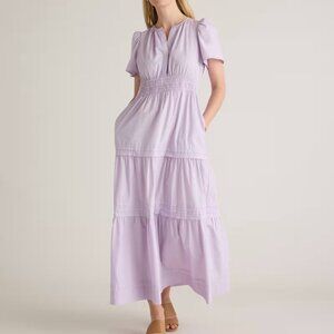 100% Organic Cotton Poplin Tiered Maxi Dress